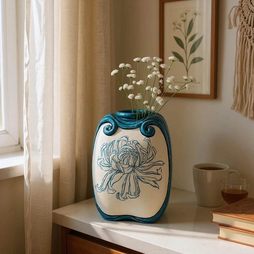 Blue and White Floral Vase